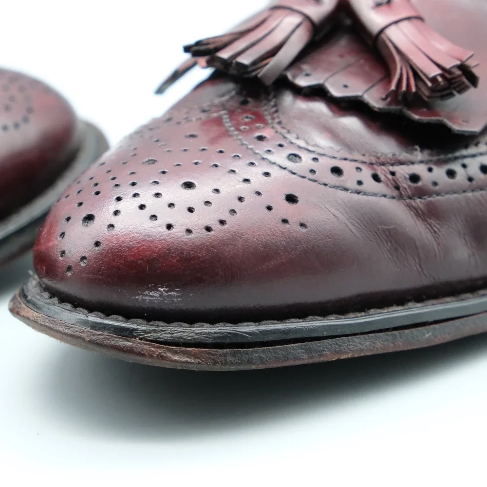 Bostonian Loafers Mens Burgundy Tassel Kiltie Wingtip Dark Academia 8.5 D/B